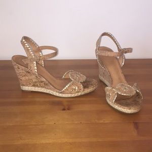 Jack Rogers Cork and Gold Clare Wedge